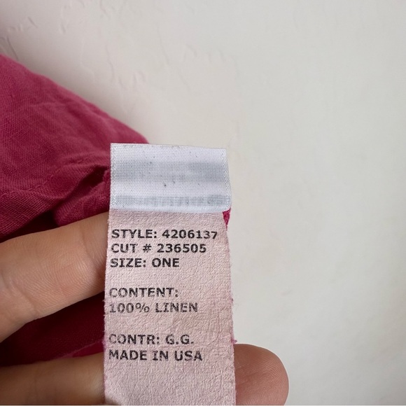 Cut Loose Magenta Pink V-Neck 100% Linen Top - Picture 6 of 7